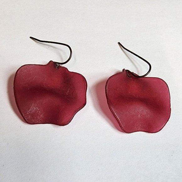 Jewelry Red Plastic Dangle Earrings Pierced Hook Ear Wires Vintage